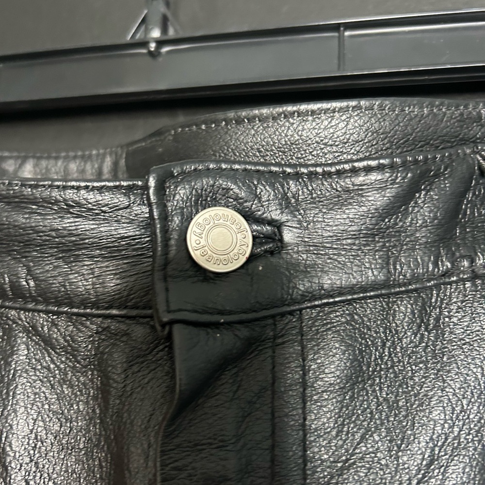 Vintage Newport News Black Leather Jeans size 12 tall EUC - Picture 3 of 6